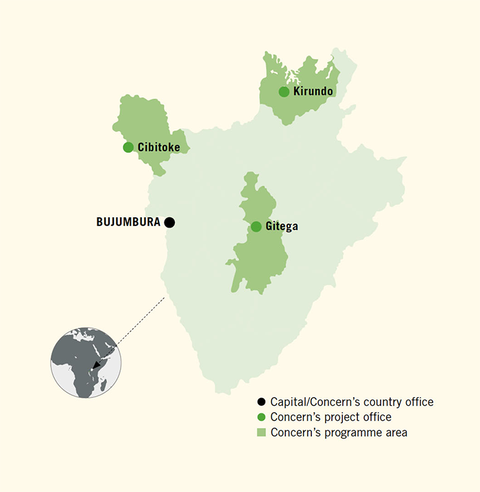 Concern’s programme areas in Burundi