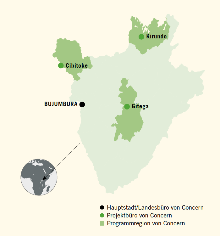Concern’s programme areas in Burundi