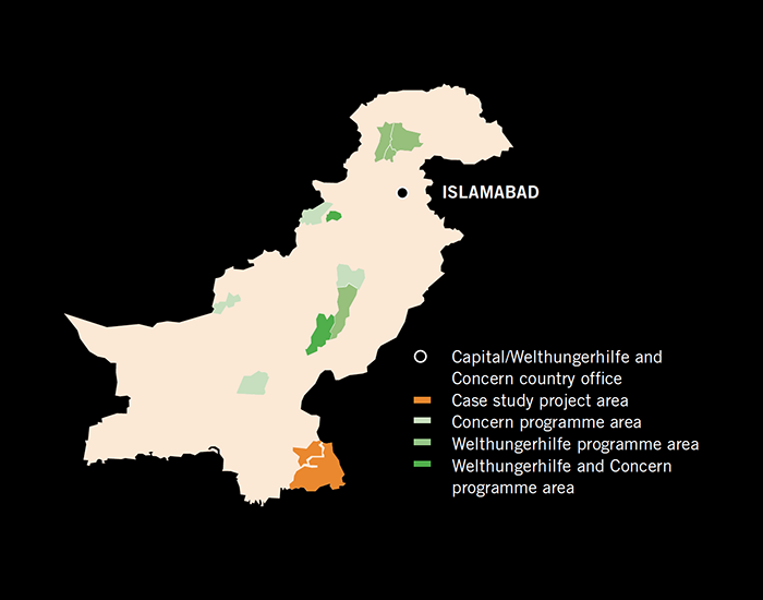 Welthungerhilfe and Concern programme areas in Pakistan