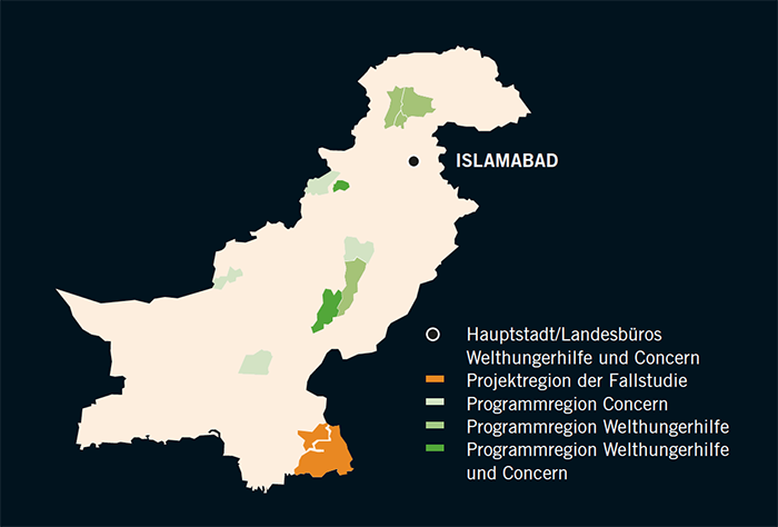 Welthungerhilfe and Concern programme areas in Pakistan