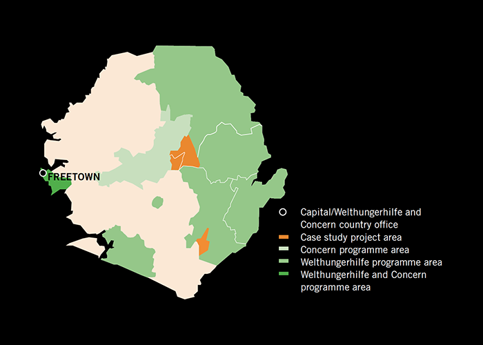 Welthungerhilfe and Concern programme areas in Sierra Leone