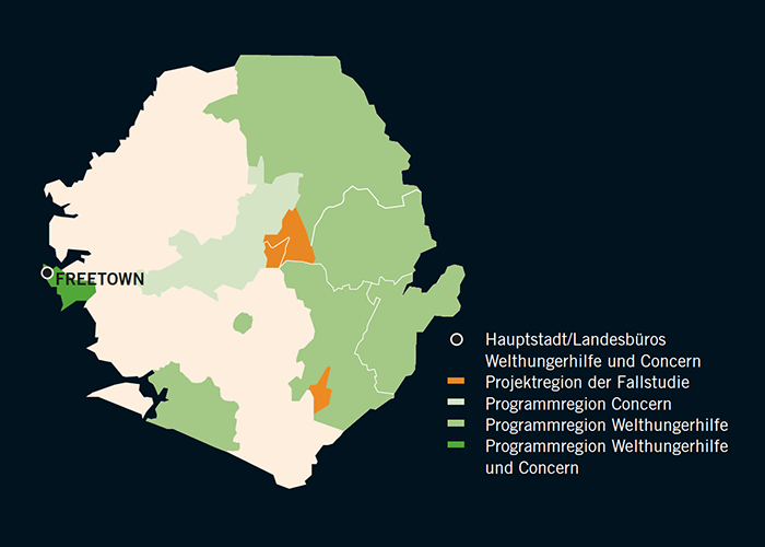 Welthungerhilfe and Concern programme areas in Sierra Leone