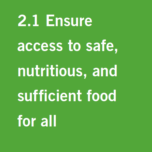 Target 2.1: Ensure access to safe nutritious and sufficient food for all