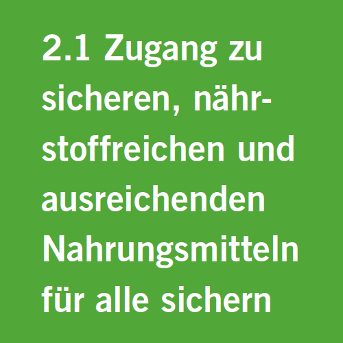 Target 2.1: Ensure access to safe nutritious and sufficient food for all