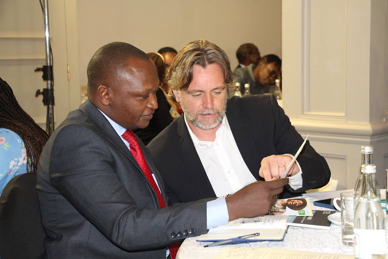 Joel K. Tanui, Irrigation Secretary, State Department for Irrigation, Ministry of Water and Irrigation, with Christian Schniepper, Country Director, Welthungerhilfe Kenya. Photo Credit: James Gichuru (Photojournalist Standard Media Group)